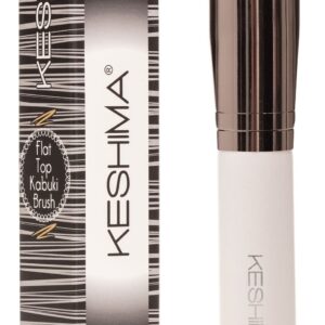 Foundation Brush Flat Top Kabuki By Keshima - Premium Foundation Brush for Liquid Makeup, Cream, and Powder - Buffing, Blending, and Face Brush (Regular Size, White)