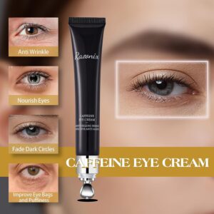 Caffeine Eye Cream for Bags Puffiness: Under Eye Treatment for Dark Circles Puffy Eyes with Eye Roller