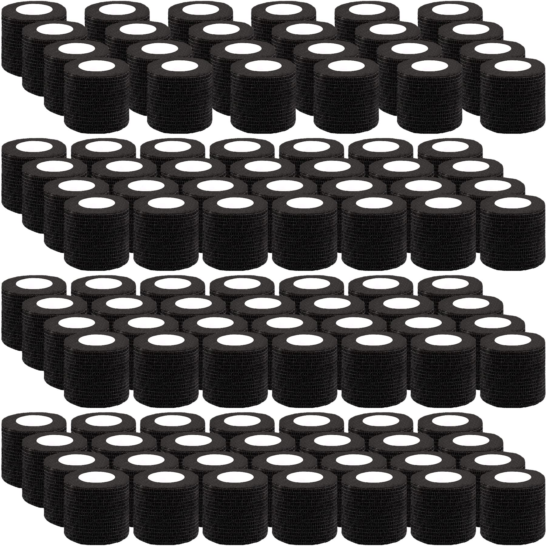 BQTQ 108 Rolls Self Adhesive Bandage Wrap 2 Inch Black Self Stick Bandage Athletic Wrap Tape Self Adherent Wrap Stretch Bandages Wraps Tape for Wrist Ankle Swelling Sprains (Black)