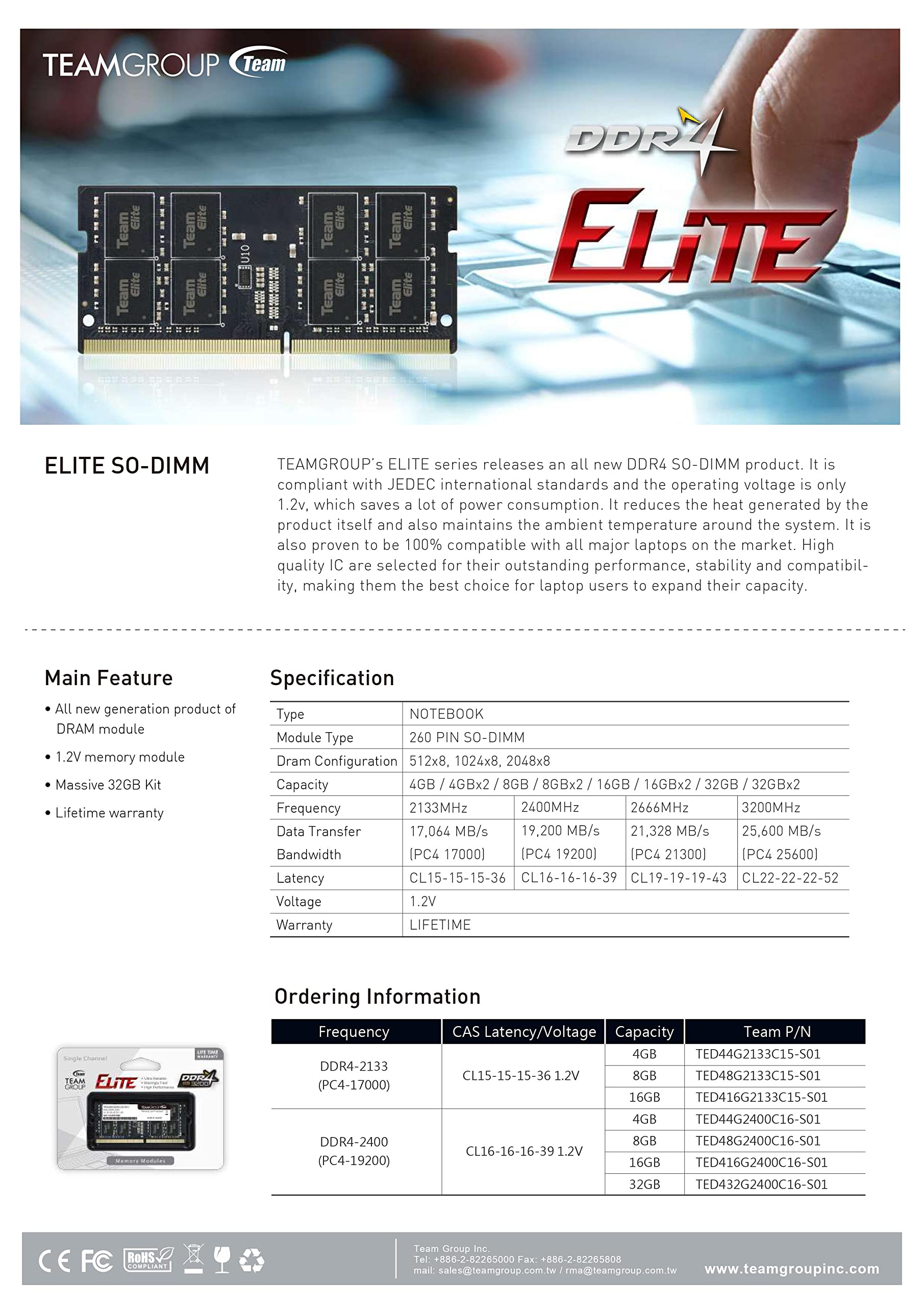 TEAMGROUP MP33 1TB TLC NVMe PCIe Gen3x4 M.2 2280 SSD Read/Write 1,800/1,500 MB/s TM8FP6001T0C101 Bundle with Elite SODIMM DDR4 16GB 3200MHz CL22 Laptop Memory TED416G3200C22-S01