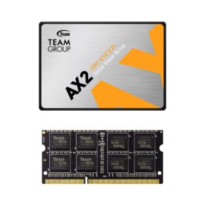 teamgroup ax2 512gb 3d nand tlc 2.5 inch sata iii ssd read 530mb/s t253a3512g0c101 bundle with elite sodimm ddr3 8gb 1600mhz cl11 lapktop memory ted3l8g1600c11-s01