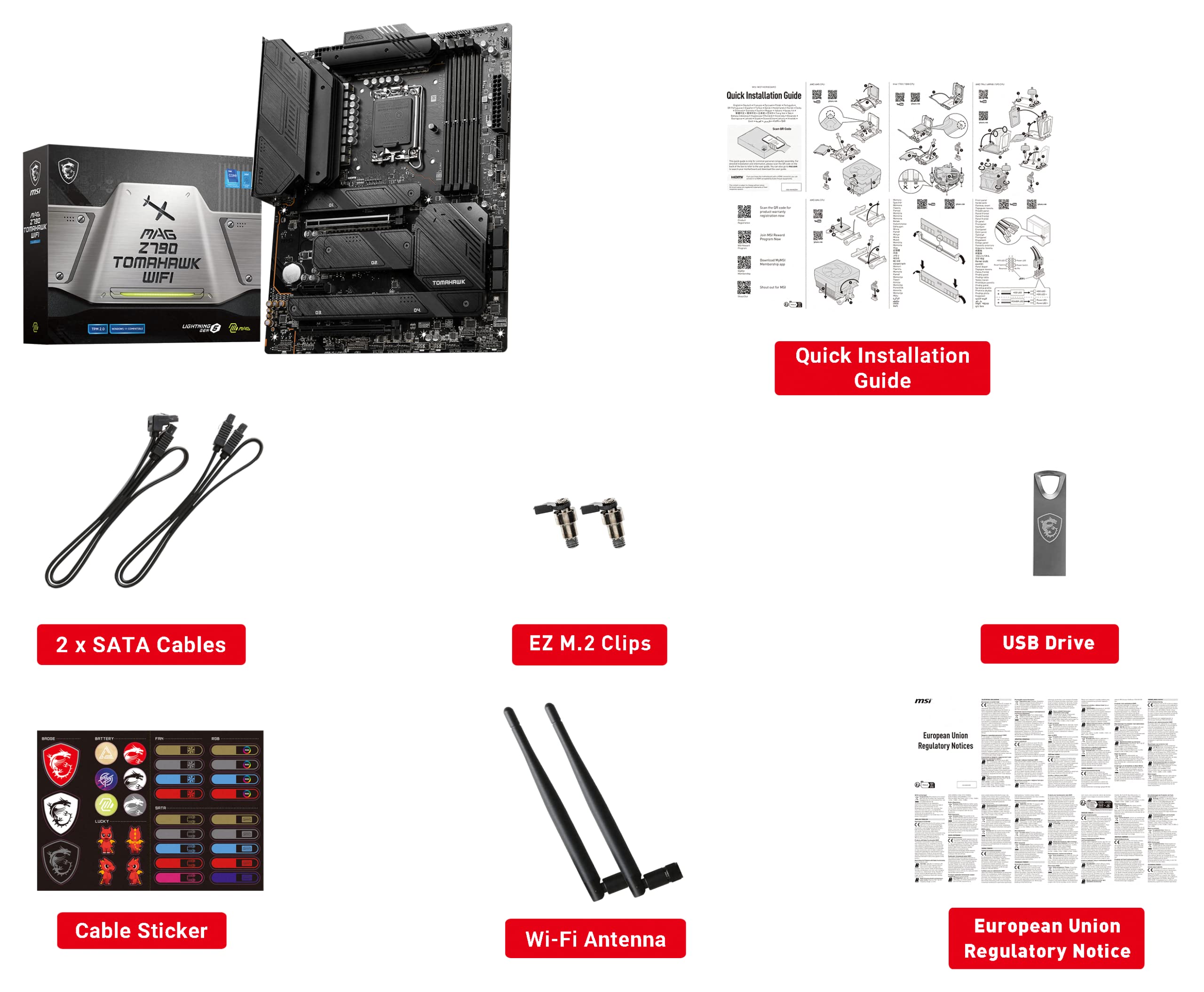 MSI MAG Z790 Tomahawk WiFi Gaming Motherboard (Supports 12th/13th/14th Gen Intel Processors, LGA 1700, DDR5, PCIe 5.0, M.2, 2.5Gbps LAN, USB 3.2 Gen2, HDMI/DP, Wi-Fi 6E, Bluetooth 5.3, ATX)