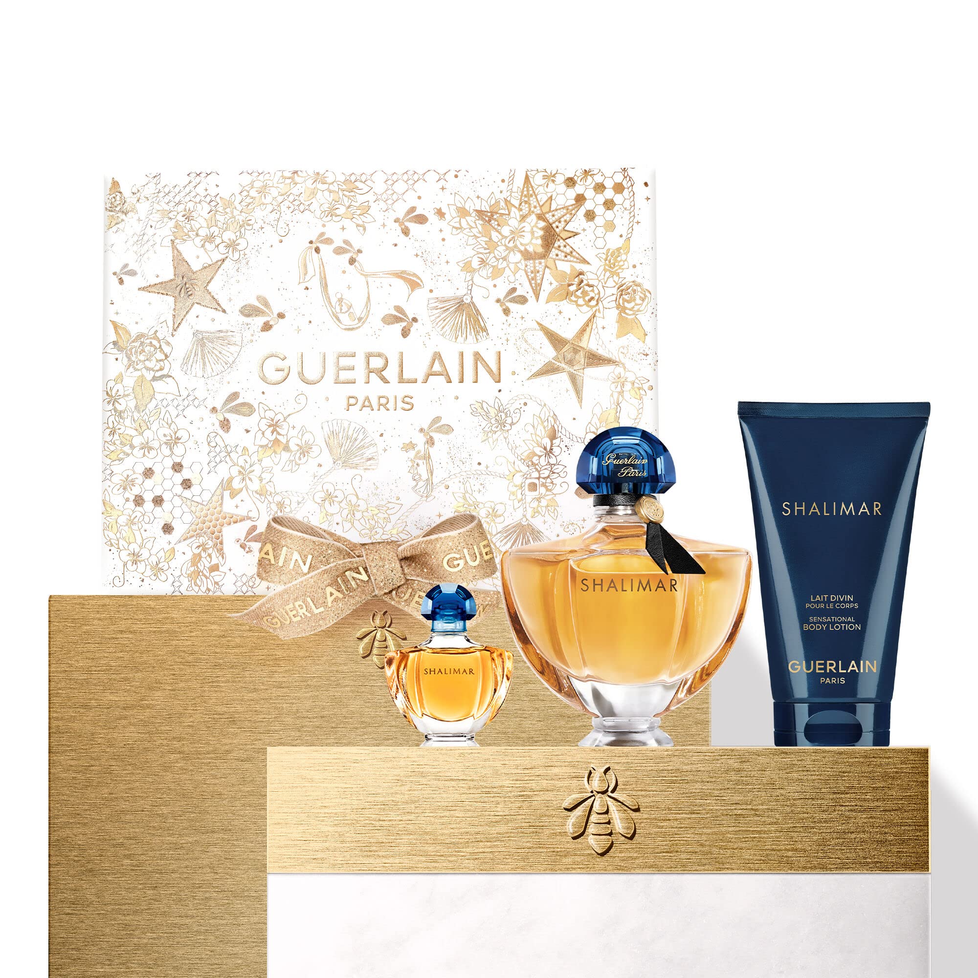 Guerlain Shalimar 3 Piece Gift Set For Women 1.6 Oz Eau De Parfum Spray + 0.16 Oz EDP + 2.5 Oz Sensational Body Lotion