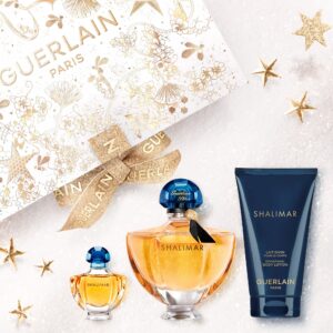 Guerlain Shalimar 3 Piece Gift Set For Women 1.6 Oz Eau De Parfum Spray + 0.16 Oz EDP + 2.5 Oz Sensational Body Lotion