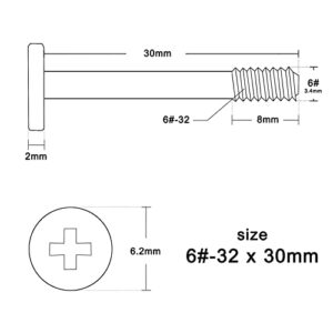 MOOKEENONE 20Pcs PC Computer Case Video Console Cooler Radiator Fan Long Screws 6#-32x30mm