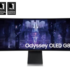 SAMSUNG 34" Odyssey G85SB Series QD-OLED Ultra WQHD Curved Gaming Monitor, 175Hz, 0.03ms, DisplayHDR True Black 400, AMD FreeSync Premium Pro, Advanced Game Streaming, LS34BG850SNXZA, 2023