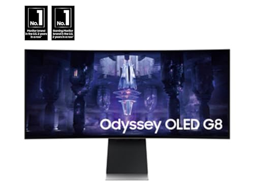 SAMSUNG 34" Odyssey G85SB Series QD-OLED Ultra WQHD Curved Gaming Monitor, 175Hz, 0.03ms, DisplayHDR True Black 400, AMD FreeSync Premium Pro, Advanced Game Streaming, LS34BG850SNXZA, 2023