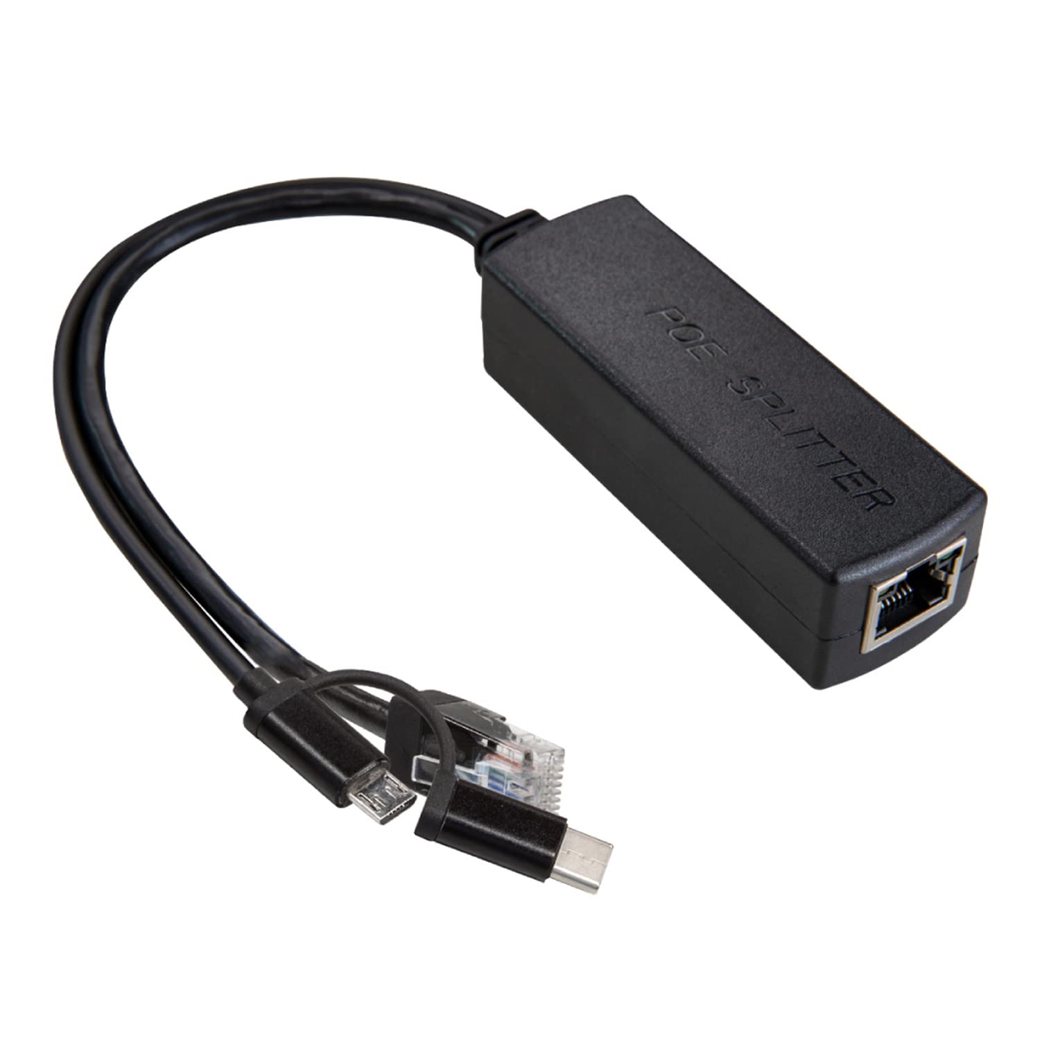 UCTRONICS Gigabit PoE Splitter 5V 3A, 2-in-1 PoE to USB C/Micro USB Adapter, IEEE 802.3af/at Compliant 10/100/1000Mbps for Raspberry Pi 3/4, Security IP Cameras and More