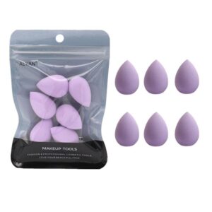 6PCS Mini Makeup Sponge Small Beauty Sponge Blender Set for Foundation, Powder, Concealer Highlight,and Eye Shadow, Purple