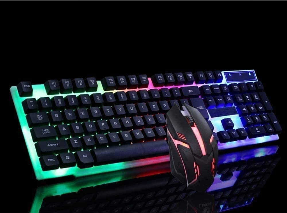 OJOINK Gaming Keyboard and Mouse Combo, LED Colorful Keyboard,for PC/Laptop (Size : 1)