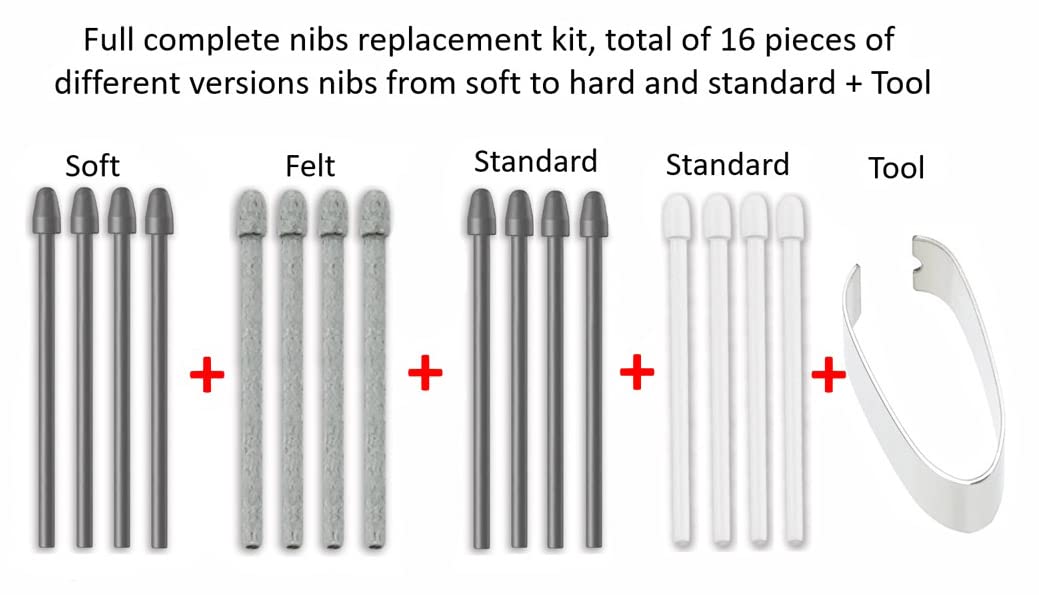 16X Nibs Tips Refill Replacmenet for Marker Remarkable 2 Stylus Tablet Pen Standard Hard Soft Tips