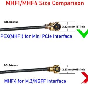 8dBi 2.4GHz 5.8GHz Dual Band WiFi Antenna IPEX Internal Antenna RG1.13 Cable for Mini PCIe Card- 2Pack