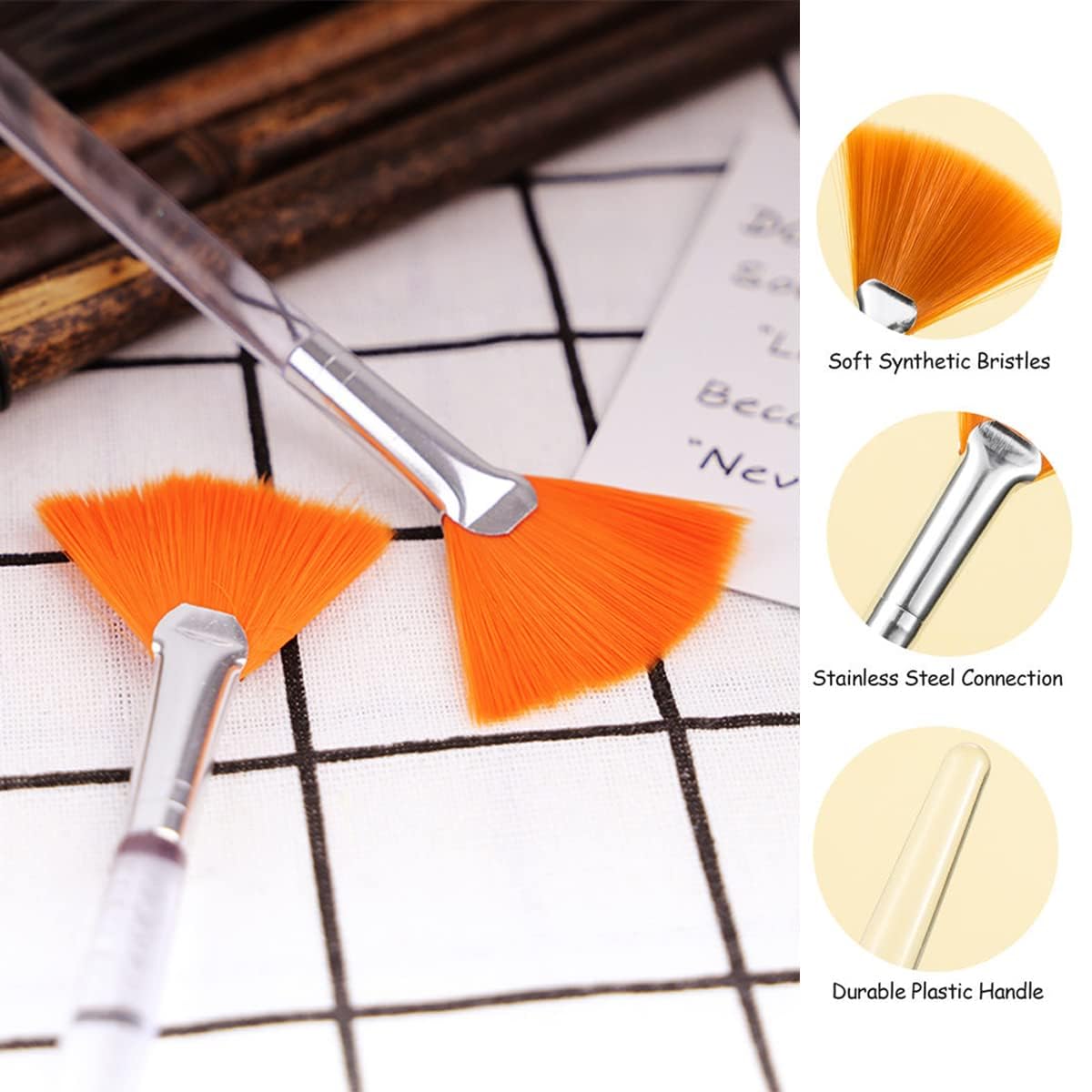 15 Pieces Fan Brushes Soft Facial Applicator Brushes Acid Applicator Brush Cosmetic Makeup Skincare Tools for Mud Cream