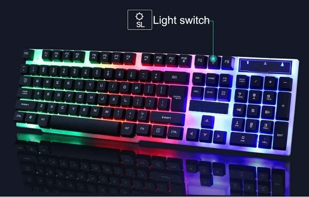 OJOINK Gaming Keyboard and Mouse Combo, LED Colorful Keyboard,for PC/Laptop (Size : 1)