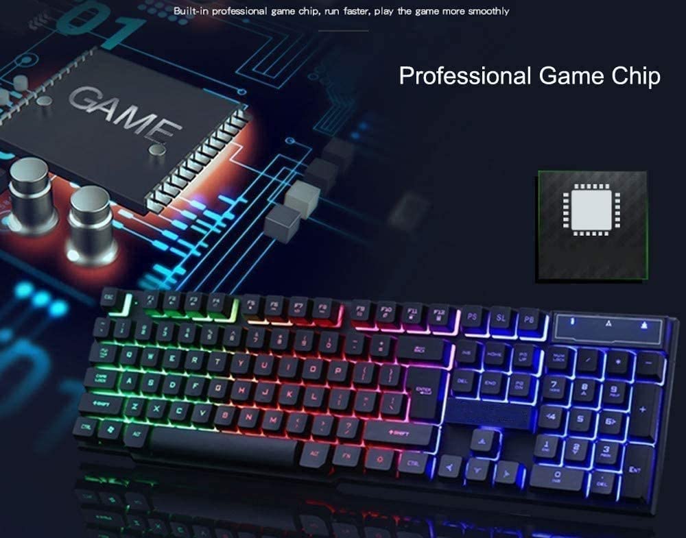 OJOINK Gaming Keyboard and Mouse Combo, LED Colorful Keyboard,for PC/Laptop (Size : 1)