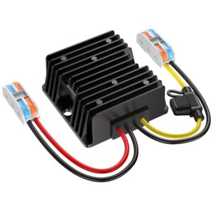 24vdc to 12vdc converter 15a 180w, 18v to 12v converter with fuse waterproof and wire terminal block, converter 24v to 12v for cart led light truck vehicle boat solar system (accept dc 15-40v inputs)