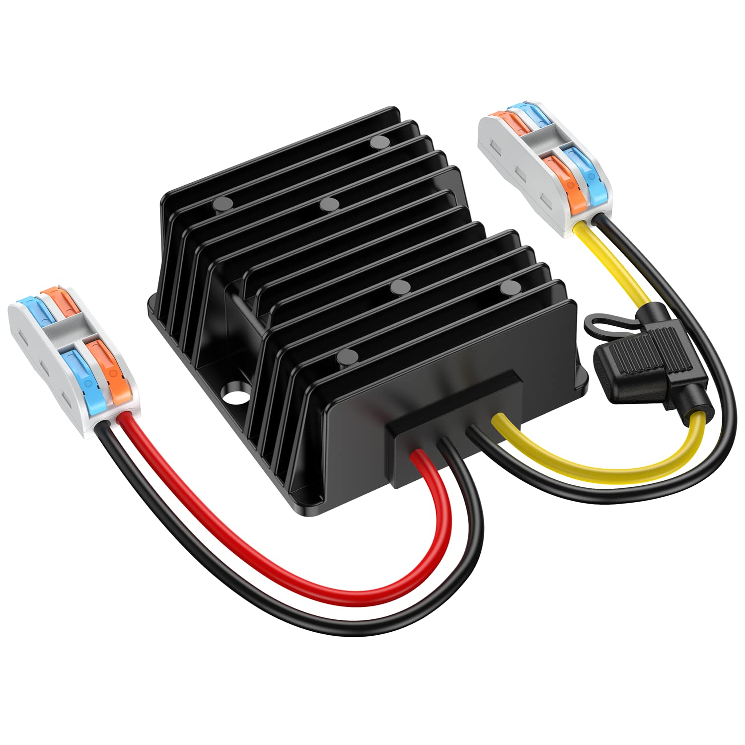 24VDC to 12VDC Converter 15A 180W, 18V to 12V Converter with Fuse Waterproof and Wire Terminal Block, Converter 24V to 12V for Cart LED Light Truck Vehicle Boat Solar System (Accept DC 15-40V Inputs)