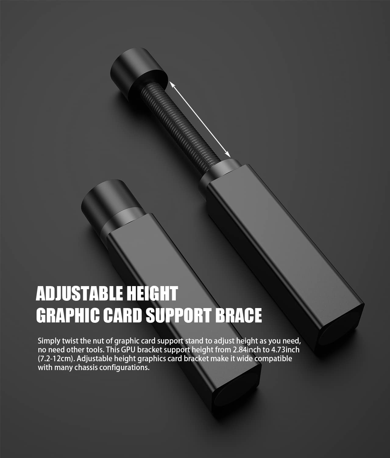 GPU Support Bracket,BERLAT Graphics Card GPU Brace Support,Adjustable Height Graphics Card Holder,Video Card Sag Holder Bracket, Universal VGA Graphics Card Holder - All-Aluminum Metal Material