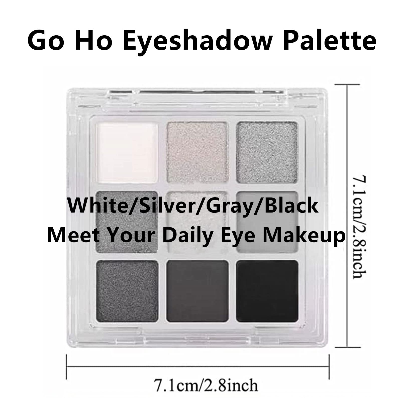 Go Ho Black/Silver Smokey Eyeshadow Palette,White Eye Black Eye Shadow Palette,9 Colors Matte&Shimmer Eye Makeup Palette,Grey White Eyeshadow Makeup,Waterproof Cool Shades Eyeshadow Palette