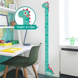 green dinosaur vinyl self-adhesive growth chart decal for kids room bedroom nursery wall decor stickerremovable baby height measure mural 10cm to 170cm