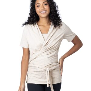 Kindred Bravely Organic Cotton Skin to Skin Wrap Top | Kangaroo Shirt for Mom and Baby (Oatmeal Heather, Medium)