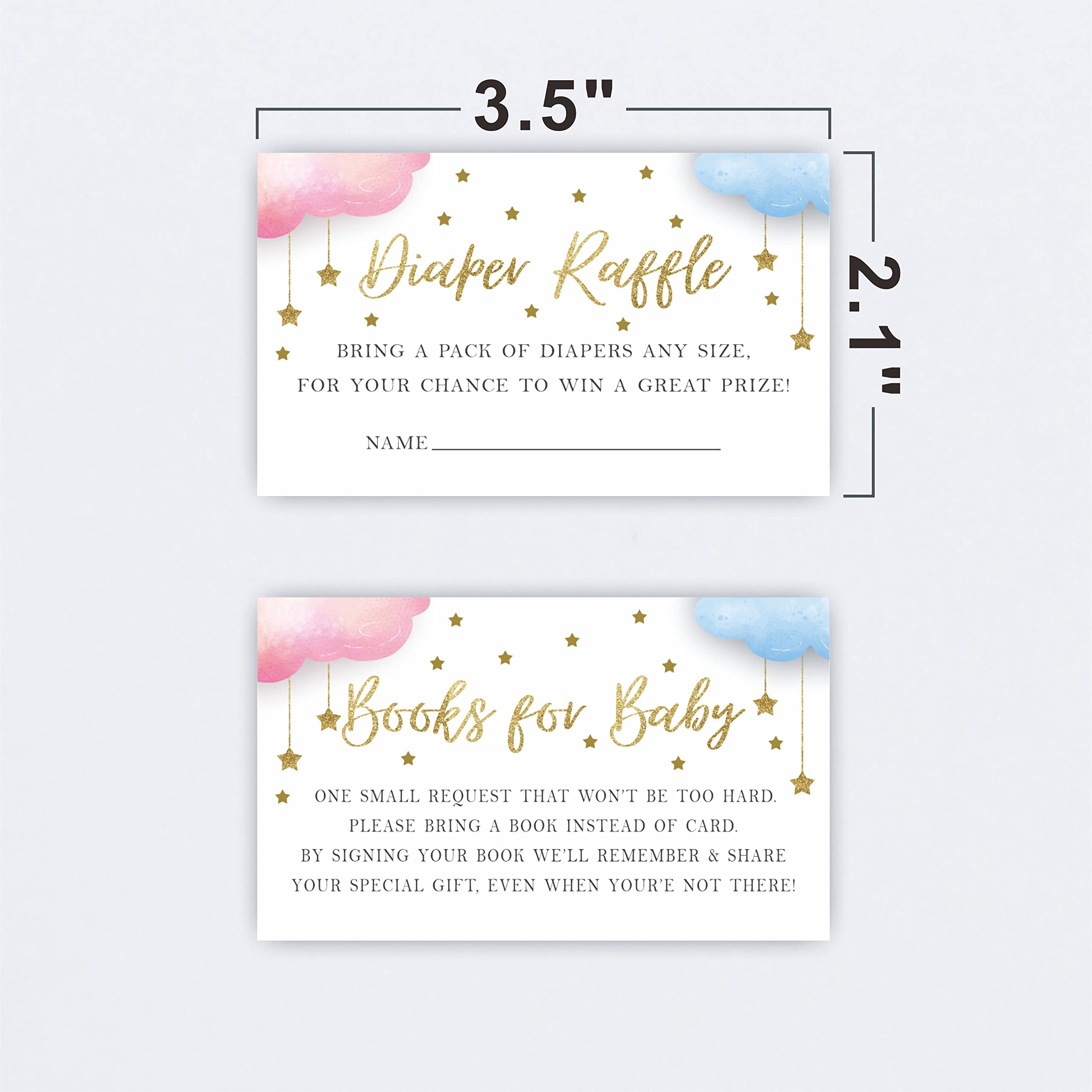 JCVUK Set of 25 Baby Shower Invitations with Envelopes, Diaper Raffle Tickets and Baby Shower Book Request Cards, Twinkle Twinkle Little Star, Gold Moon And Stars Theme Gender Reveal Party(YQKTZ-A06)