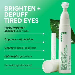 innisfree Green Tea Caffeine Bright-Eye Serum with Niacinamide, Cooling Korean Eye Roll On Serum, Hydrating Eye Cream (Packaging May Vary)