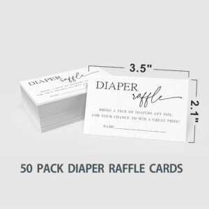 Baby Shower Games, 1 Diaper Raffle Standing Sign with 50 Diaper Raffle Tickets, Minimalist Hello Baby, Modern Black and White Theme Gender Reveal Party Decorations and Supplies(LBLK-A10)