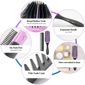 12Pcs Detangling Brush Set for Curly Hair, Curly Hair Brush with Sleep Bonnet Afro America/African 3a to 4c Texture, Easier and Faster on Wash Days