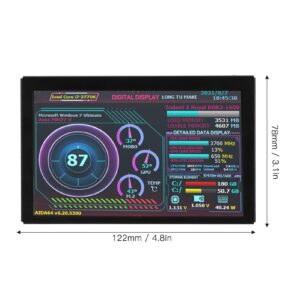 Computer Temperature Monitor, 5in USB Mini Screen, PC Sensor Panel Dynamic Display, AIDA64 CPU GPU Data Monitor, for Raspberry Linux