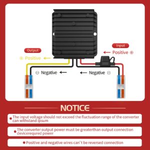 24VDC to 12VDC Converter 15A 180W, 18V to 12V Converter with Fuse Waterproof and Wire Terminal Block, Converter 24V to 12V for Cart LED Light Truck Vehicle Boat Solar System (Accept DC 15-40V Inputs)