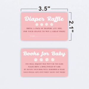 JCVUK Set of 25 Baby Shower Invitations with Envelopes, Diaper Raffle Tickets and Baby Shower Book Request Cards, Boho Hippy Floral Daisy Theme Gender Reveal Party For Boys or Girls(YQKTZ-A07)