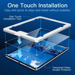 JETech One Touch Install Screen Protector for iPad Pro 11-Inch (2022/2021/2020/2018 Model) and iPad Air 5/4 10.9-Inch, Tempered Glass Film with Auto Alignment Tool Kit, HD Clear