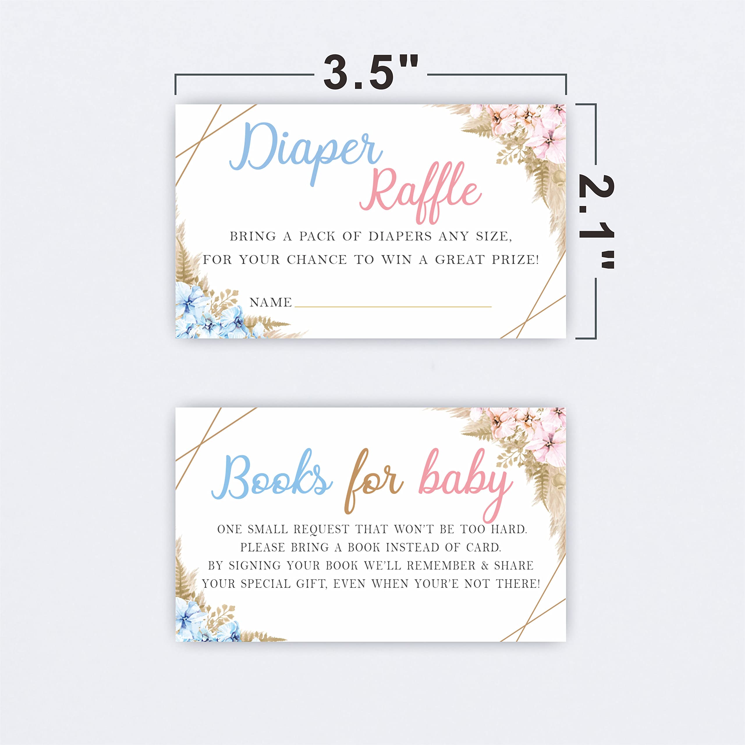 JCVUK Set of 25 Baby Shower Invitations with Envelopes, BOHO Diaper Raffle Tickets and Baby Shower Book Request Cards, Pampas Grass Bohemian Theme Gender Reveal Party For Boys or Girls(YQKTZ-A02)