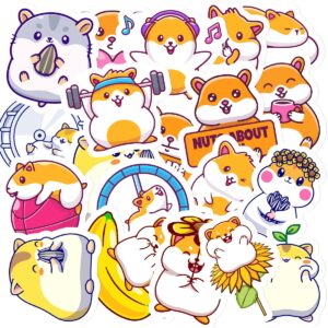 GOLEEX 20 Pack Pcs Hamster Waterproof Vinyl Sticker Cute Animal Stickers Items for Kids Boys Girls Teens Journaling Scrapbooking Decorations Water Bottle Phone Case Laptop Decals