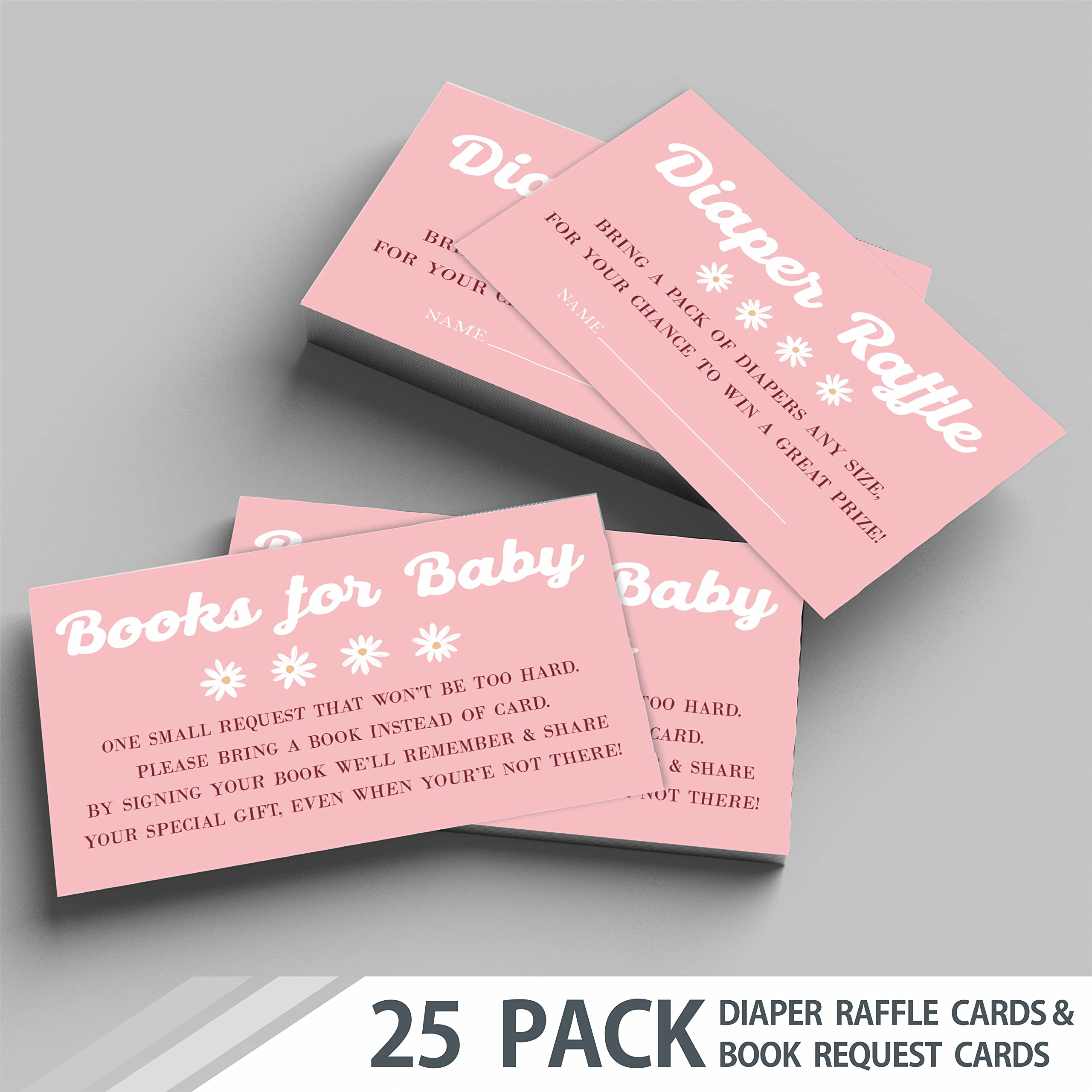 JCVUK Set of 25 Baby Shower Invitations with Envelopes, Diaper Raffle Tickets and Baby Shower Book Request Cards, Boho Hippy Floral Daisy Theme Gender Reveal Party For Boys or Girls(YQKTZ-A07)