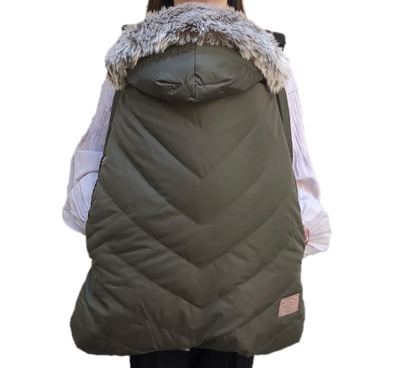 angelette Premium Down Cape Stroller,Carrier Cover and Car Seat Footmuff, Best for Freezing Winter Conditions (Khaki)