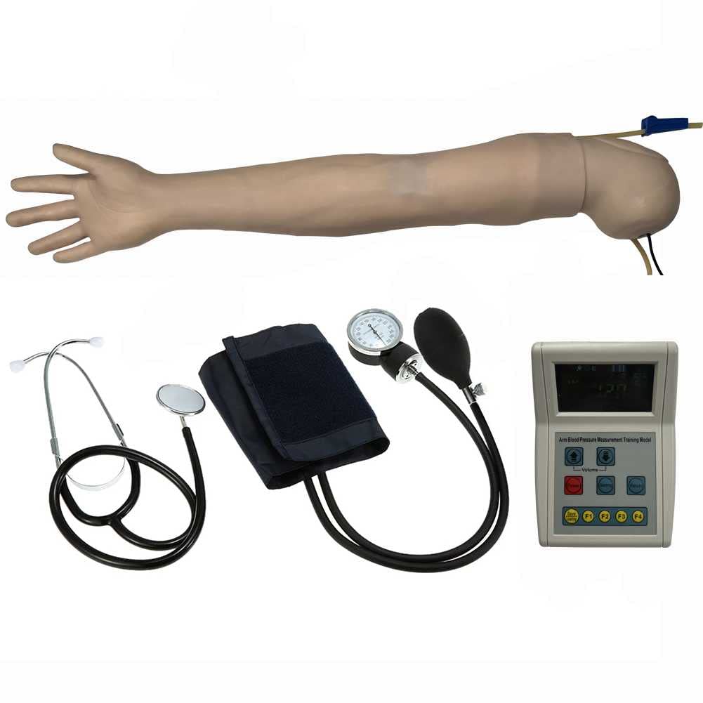 KCVC Arm Blood for Pressure Training with Storage Bag and Complete Accessories, Adult Life Size Simulation Left Arm Model for Nursing Medical Training Teaching Education Medical Supplies