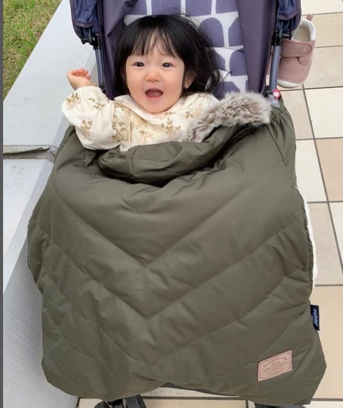 angelette Premium Down Cape Stroller,Carrier Cover and Car Seat Footmuff, Best for Freezing Winter Conditions (Khaki)