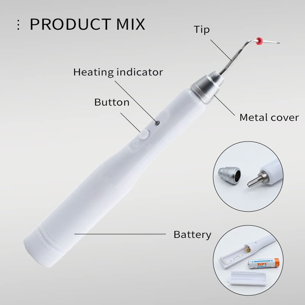 Tooth Gutta Percha Points Cutter En-do Obturation Pen Oral Heating R-oot Canal Filling Pen with 2 Tips