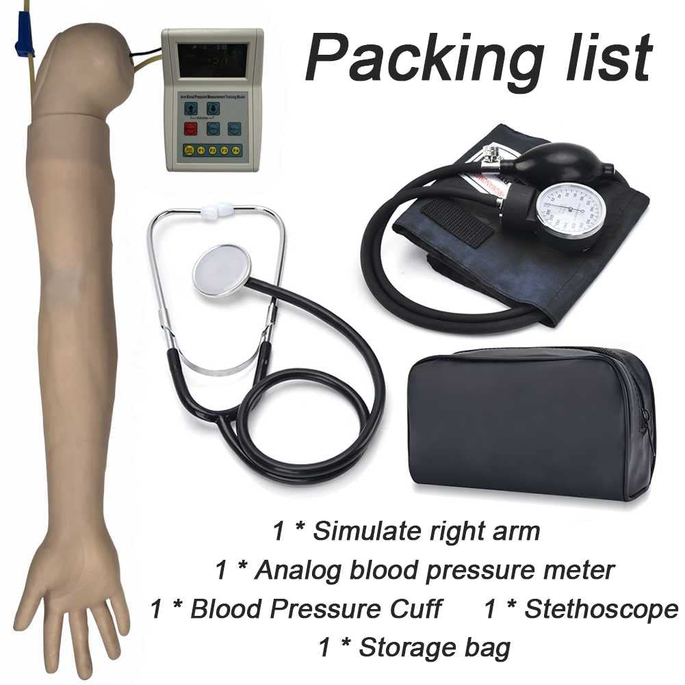 KCVC Arm Blood for Pressure Training with Storage Bag and Complete Accessories, Adult Life Size Simulation Left Arm Model for Nursing Medical Training Teaching Education Medical Supplies