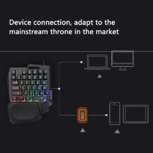 Single Handed Mechanical Gaming Keyboard, Three Color Backlight, 35 Keys Waterproof Keyboard, Ergonomic Design Rubber Non Slip Feet, Plug and Play, Suitable for Computer Mobile Games