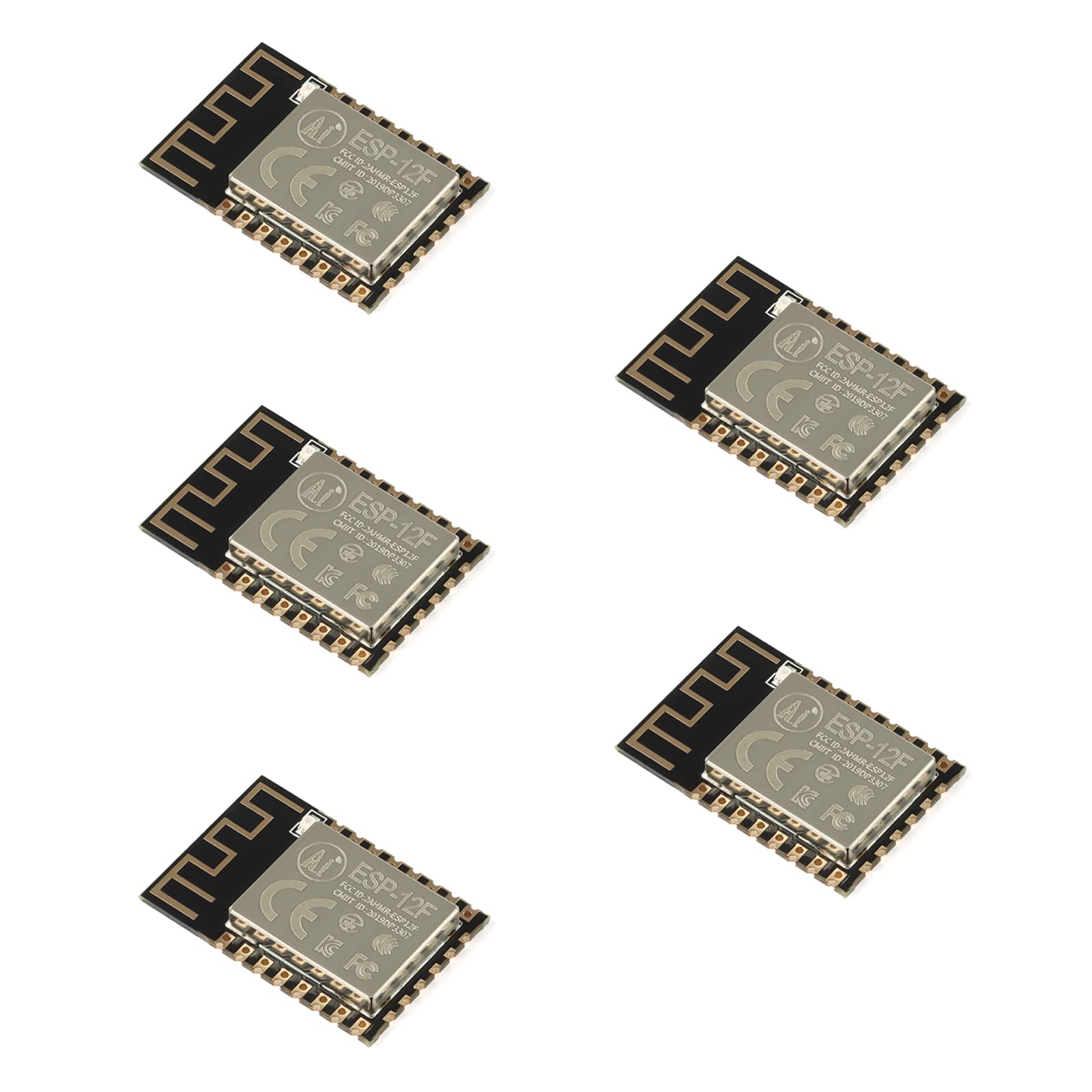 JESSINIE 5Pcs ESP-12F ESP8266 Wireless Transceiver Board Module WiFi ESP8266 Microcontroller 802.11N Serial Remote Port Network Development Board for Arduino NodeMCU