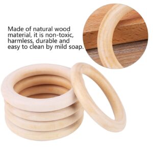 Wood Teething 10Pcs Wood Teething Rings Baby Infant Teether Wooden Bracelet DIY Craft Pacifiers Teethers Teething Relief Baby Wooden Teether Accessories Pendant Connector