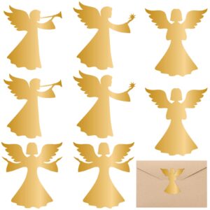 whaline 400pcs christmas stickers gold angel envelopes seal stickers self-adhesive xmas party favor sealing labels for holiday business wedding invitations greeting cards supplies, 4 design