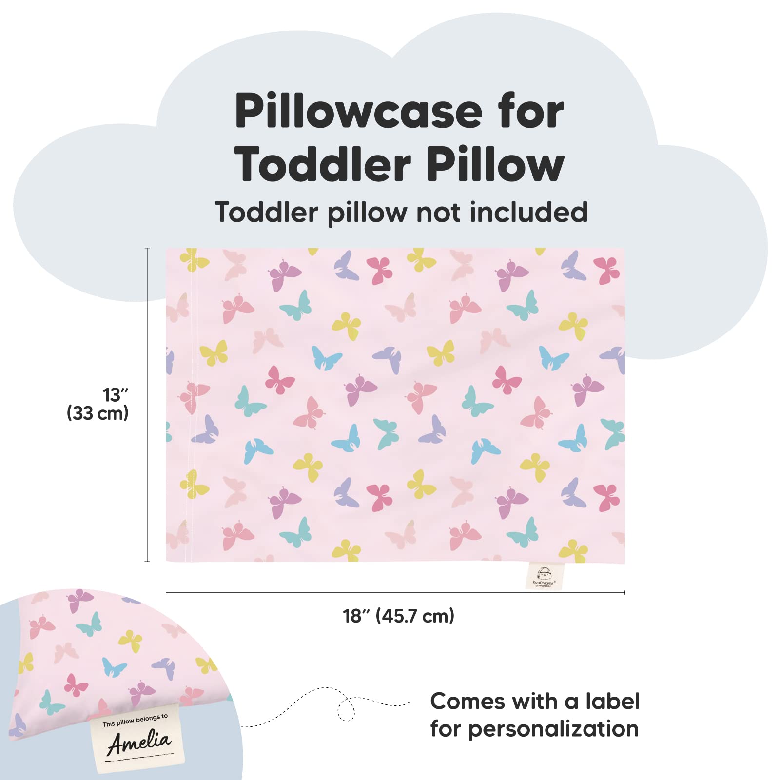 KeaBabies Toddler Pillow with Pillowcase and Toddler Pillowcase for 13X18 Pillow - 13x18 My Little Dreamy Pillow - Organic Toddler Pillow Case for Boy, Kids - Organic Cotton Toddler Pillows