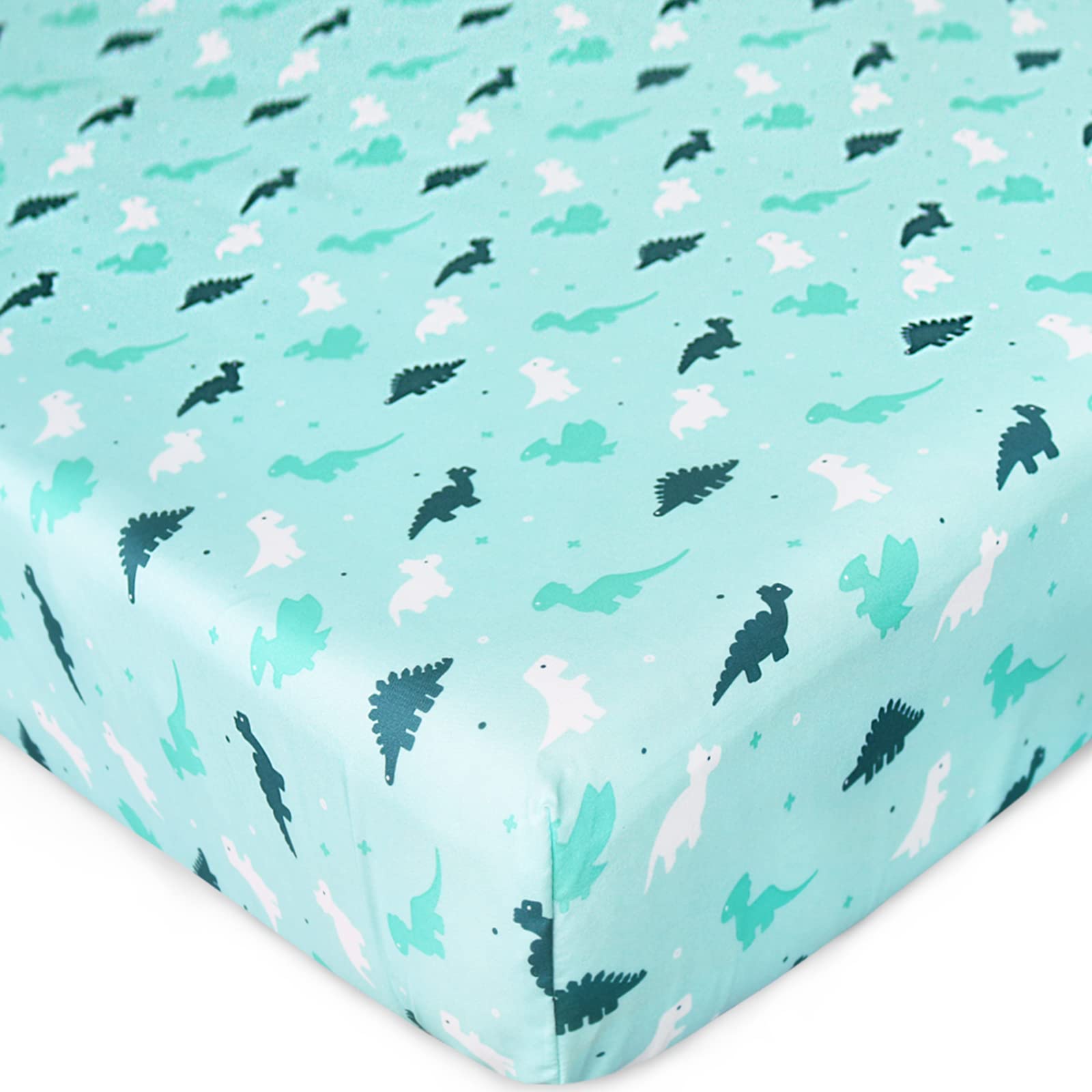 Crib Sheets for Boys or Girls 2-Pack, Fitted Sheet 52'' x 28'' Standard & Toddler Mattres, Soft and Breathable Material, Baby Neutral, Dinosaurs Ocean