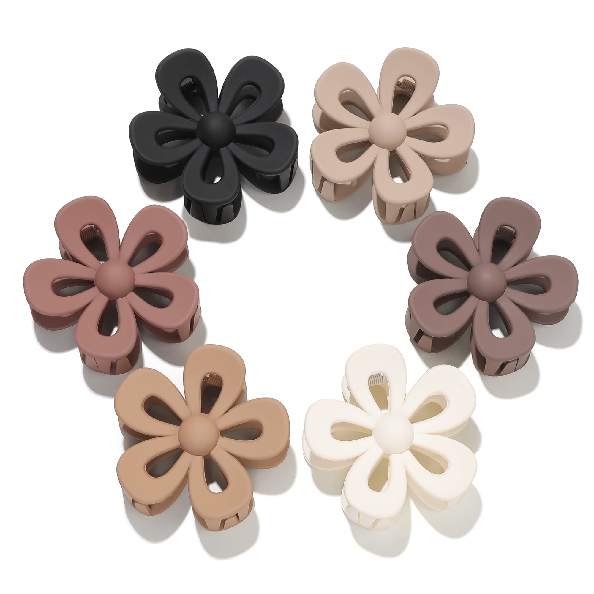 Flower Hair Claw Clip for Women Girls - Cute Matte Flower Non Slip Big Hair Clips for Thick Hair - Strong Hold