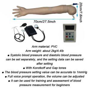 KCVC Arm Blood for Pressure Training with Storage Bag and Complete Accessories, Adult Life Size Simulation Left Arm Model for Nursing Medical Training Teaching Education Medical Supplies