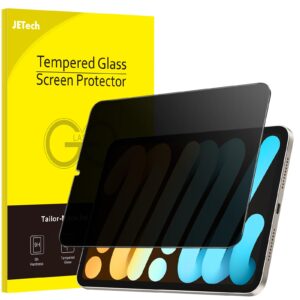 jetech privacy screen protector for ipad mini (a17 pro, 2024 model, 7th generation) / mini 6 (2021 model, 6th generation), 8.3-inch, anti-spy tempered glass film